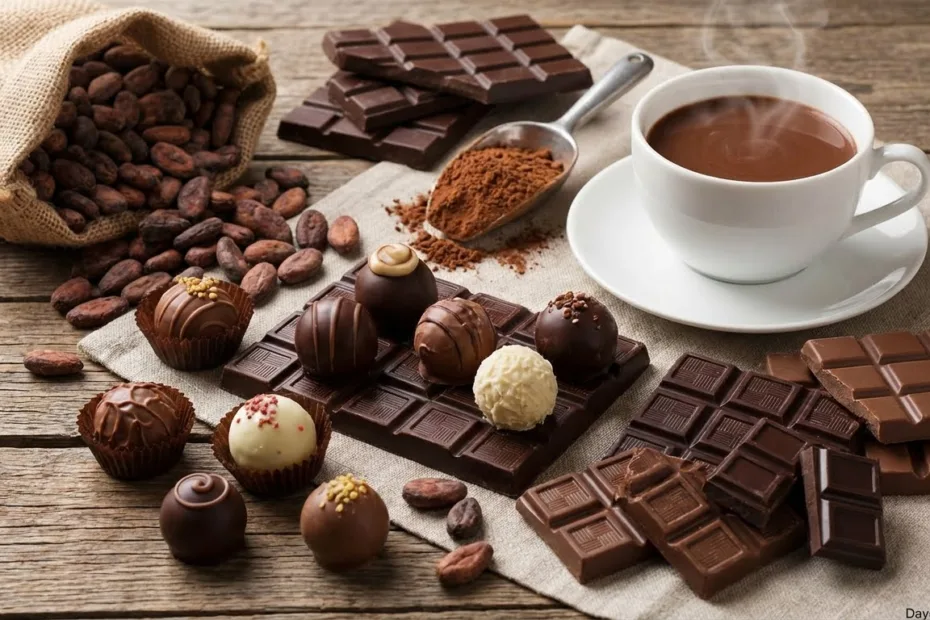 How many days until World Chocolate Day calendar with assorted chocolates