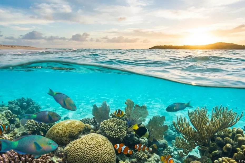 Countdown to World Oceans Day over blue ocean horizon