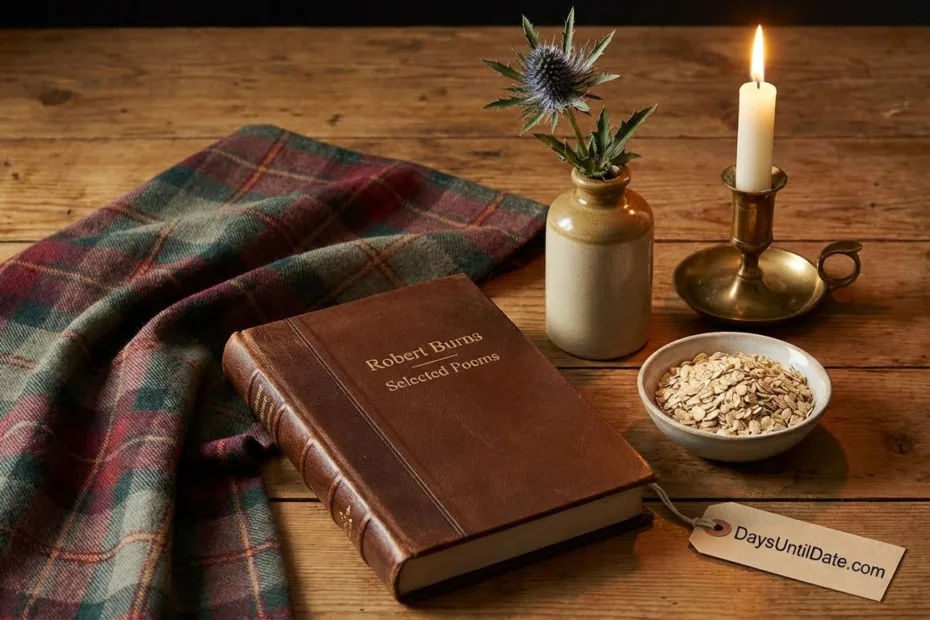 How many days until Burns Night Robert Burns Day tartan haggis whisky celebration