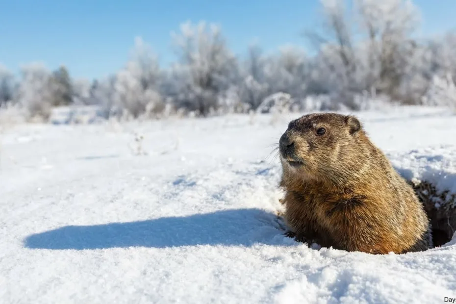 How many days until Groundhog Day countdown showing groundhog and calendar