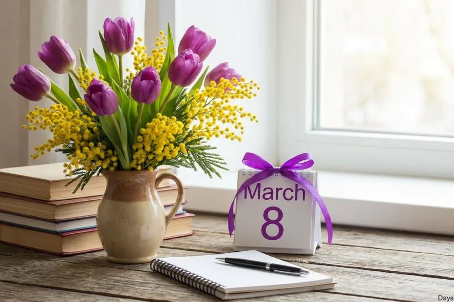 How many days until International Womens Day calendar and diverse women silhouettes