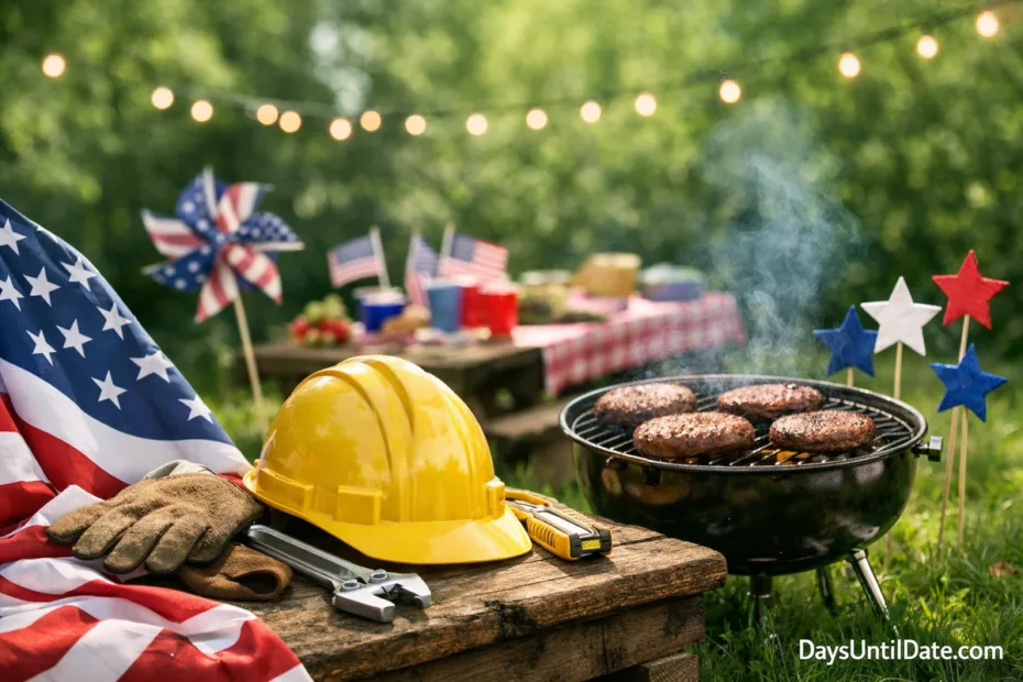 How many days until Labor Day countdown calendar with American flag