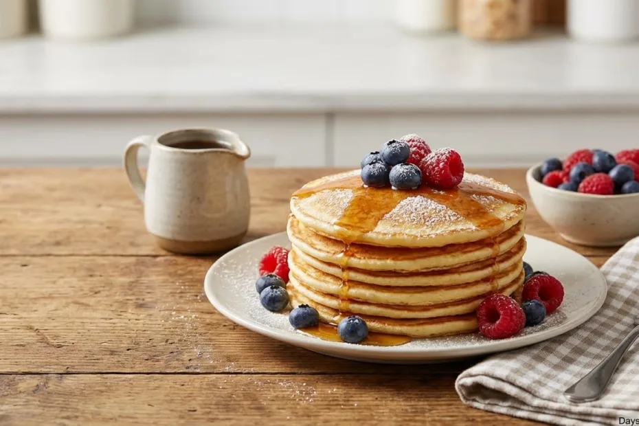 How many days until Pancake Day stack of pancakes with calendar