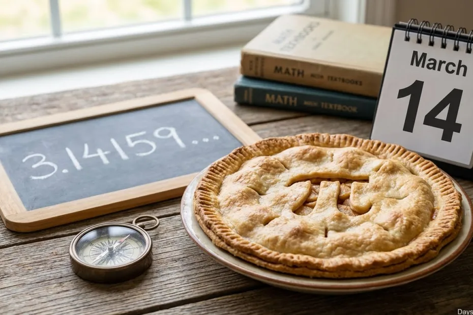 How many days until Pi Day countdown featuring pi symbol and calendar
