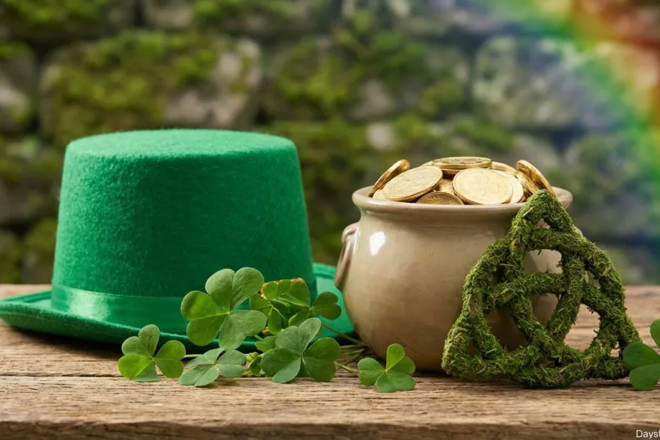 How many days until Saint Patricks Day countdown with shamrock icons