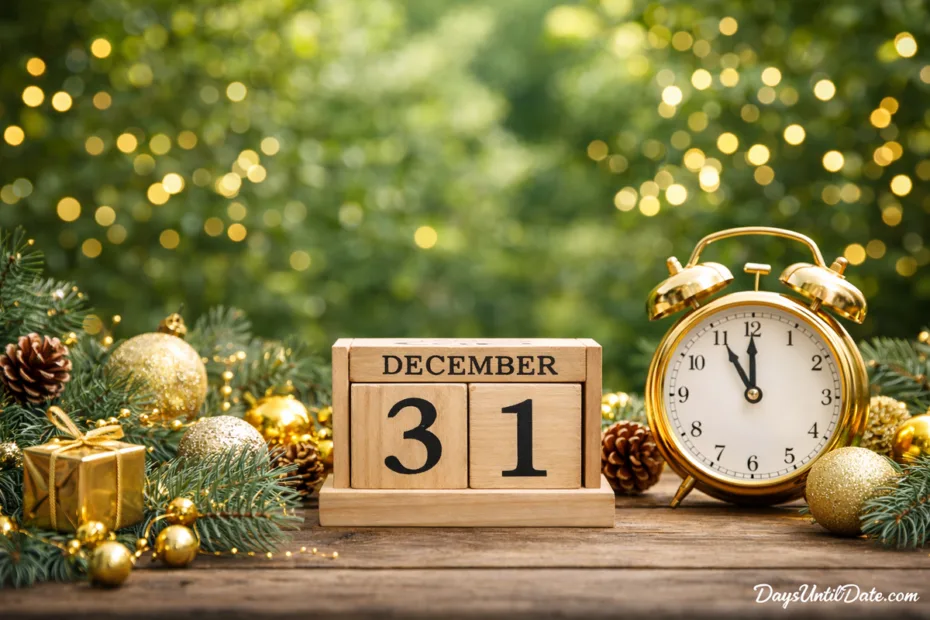 How many days until New Year countdown clock with festive fireworks