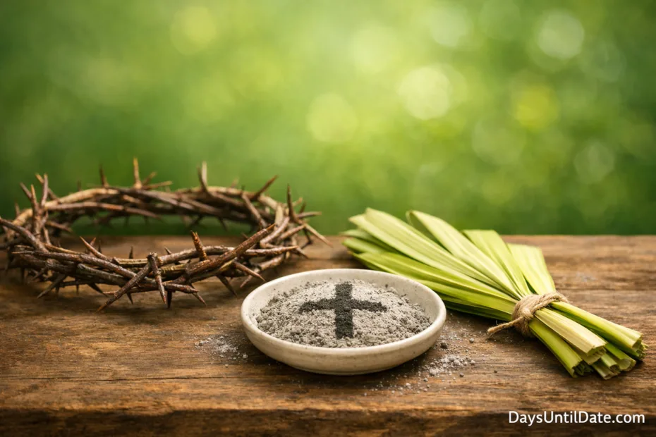 How many days until Lent calendar with ashes and cross