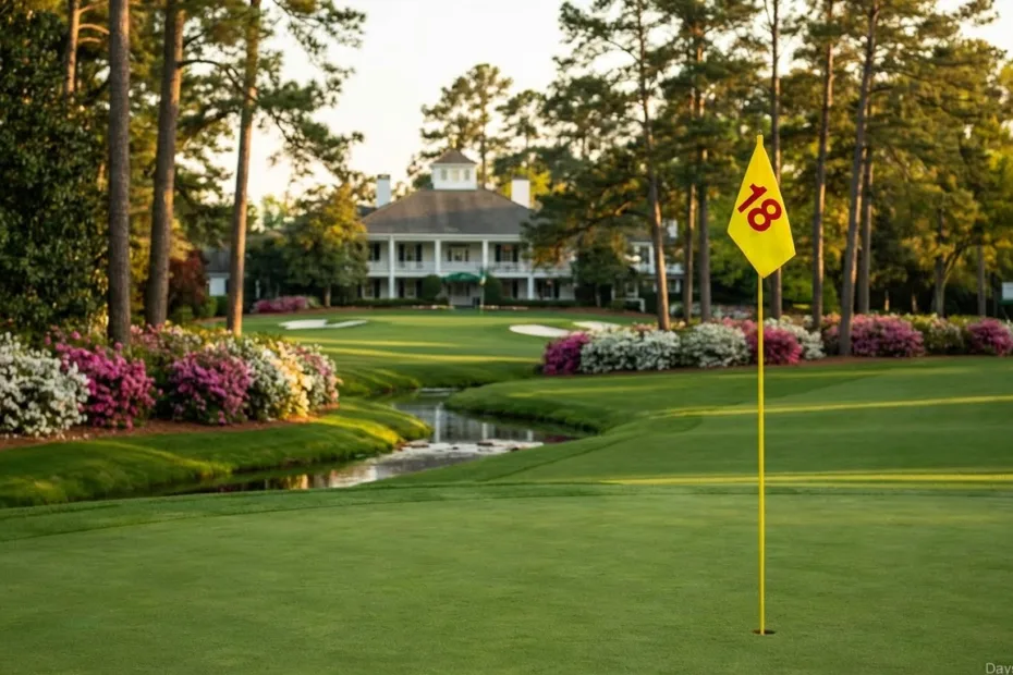 How many days until the Masters Tournament countdown on a golf green with flag