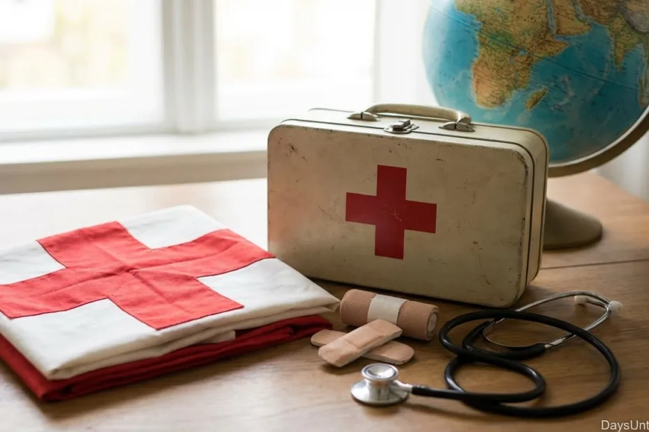 How many days until World Red Cross Day countdown with red cross emblem