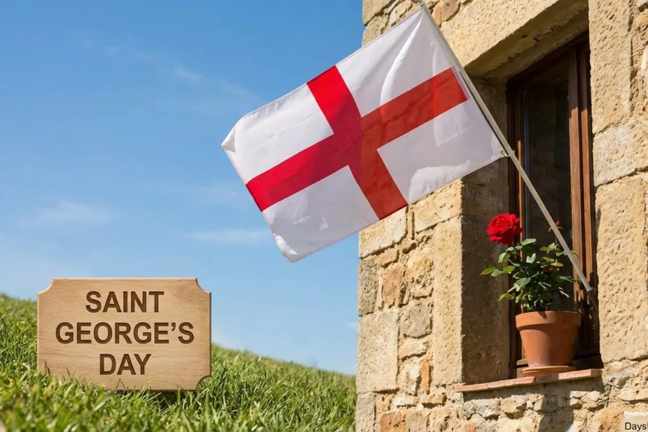 Countdown graphic showing days until Saint Georges Day celebration
