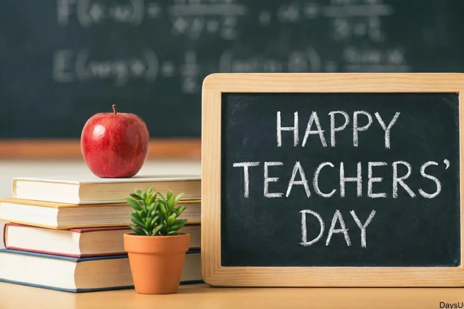 Countdown to Teachers Day on a calendar with school supplies