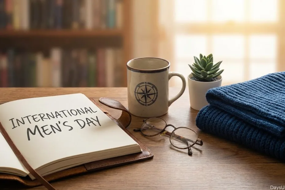 How many days until International Mens Day countdown with calendar and clock